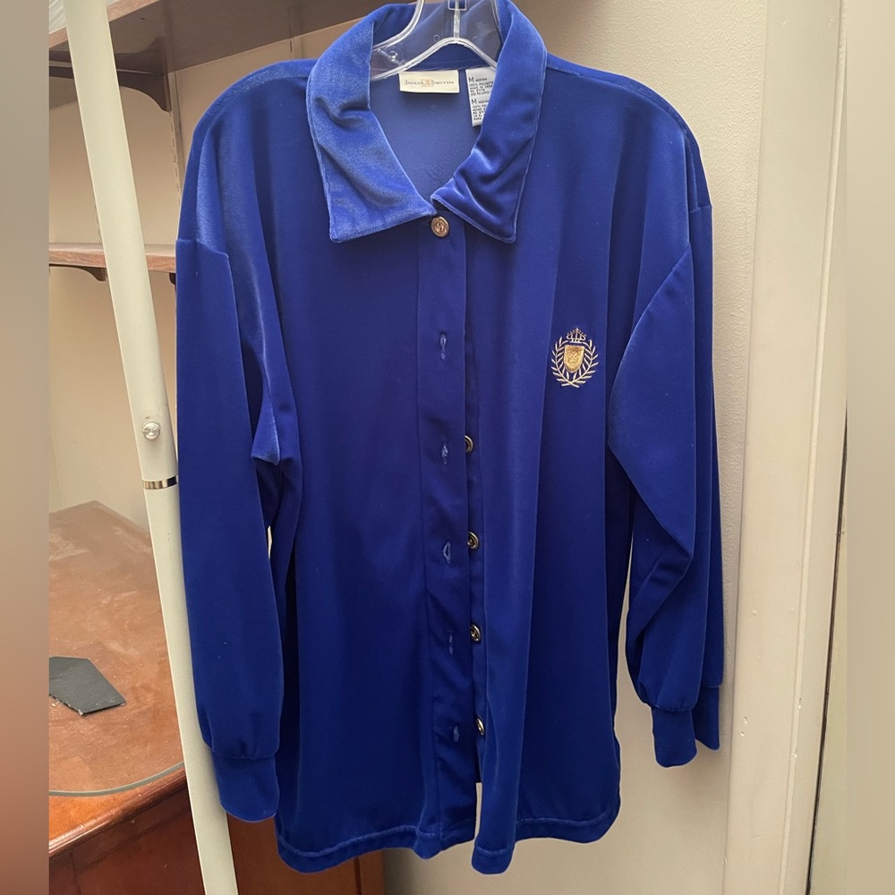 Blue velvet Jaclyn smith jacket/button up shirt